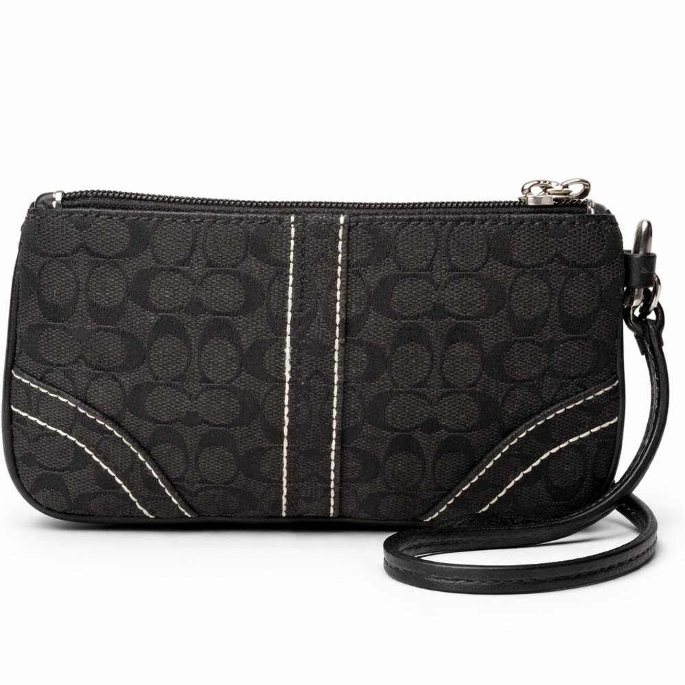 🖤 COACH Signature Canvas Wristlet – Dark Brown/Black 🖤 - Picture 2 of 8
